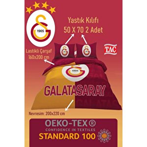 Galatasaray Parçalı Logo Çift Kişilik 7 Parça Yatak Seti - Nevresim Takımı + Yorgan + Yastık