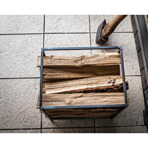 Odun Dizme Rafı Şömine Yanı Metal Odunluk Bahçe Odunluğu