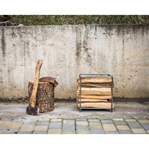 Odun Dizme Rafı Şömine Yanı Metal Odunluk Bahçe Odunluğu