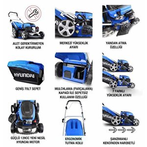 Hyundai Hym460sp 46 Cm 139 Cc Benzinli Çim Biçme Makinası Şanzımanlı