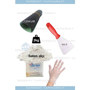 Duvar Tamir Seti 2 Kg Saten Alçı Spatula Eldiven