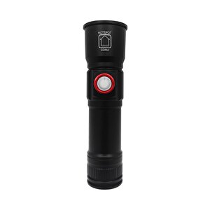 Usb Şarjlı Metal Zoom El Feneri Pt-4060
