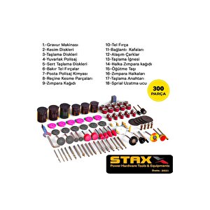 Staxx 300 Parça 400 Watt 60.000 Rpm 6 Kademe Devirli Hobi Gravür Taşlama Makinesi