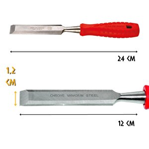 Cer-pa Norm Plastik Saplı Düz İskarpela -  Ahşap Oyma Bıçağı Takımı - 12-14-16-18-22 Mm.
