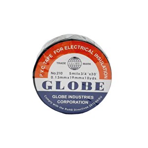 Globe Siyah İzole Elektrik Bandı | Ölçü 0.13mmx19mmx30m | 10 ADET