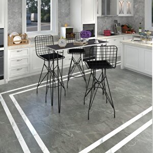 Knsz Masa Sandalye Takımı Hem105zengin Grisyh 140*040 3 Sandalye Syhsyh