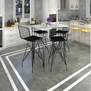 Knsz Masa Sandalye Takımı Hem105zengin Beyazsyh 100x70 4 Sandalye Syhsyh