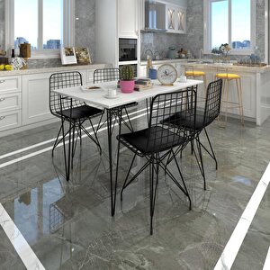 Knsz Masa Sandalye Takımı Hem75mazlum Beyazsyh 100x70 4 Sandalye Syhsyh