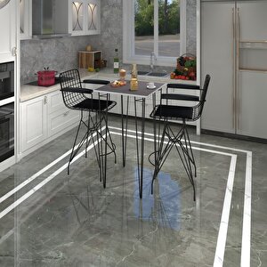 Knsz Masa Sandalye Takımı Hem105zengin Grisyh 070*070 2 Sandalye Syhsyh Kolçaklı
