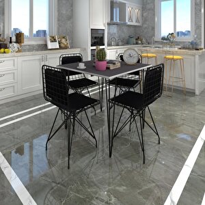 Knsz Masa Sandalye Takımı Hem75mazlum Grisyh 080x080 Sm 4 Sandalye Syhsyh Sırt Minderli