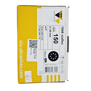 SİA 1948 SİAFLEX  8 DELİKLİ ZIMPARA 125 MM 150 KUM  | AHŞAP İŞLERİNİZDE MÜKEMMEL SONUÇLAR | 25 ADET