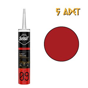 X 150 Derece Dayanıklı Isı Silikonu Kırmızı 310 Ml. - 5 Adet
