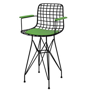 Knsz Ufak Boy Tel Bar Sandalyesi 1 Li Uslu Syhyşl Kolçaklı 55 Cm Oturma Yüksekliği Mutfak Bahçe Cafe Ofis