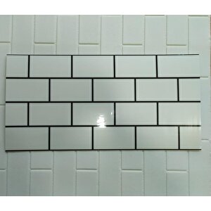 60x30cm Shiny Beyaz Tuğla Desen Kendinden Yapışkanlı Karavan Prefabrik Banyo Wc Duvar Kaplama Paneli