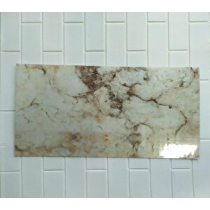 60x30cm Shiny Toprak Mermer Desenli Yapışkanlı Karavan Prefabrik Banyo Wc Duvar Kaplama Paneli