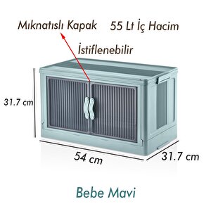 Dolap Çamaşır Düzenleyici Sepet Çocuk Odası Katlanır Saklama Kutusu Organizer İstiflenebilir Mavi