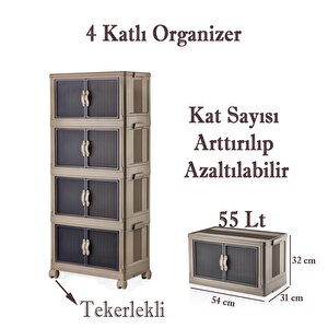 4 Katlı Dolap Saklama Kutusu Sepet Organizer Kapaklı Depolama Düzenleyici Kutu Raf Tekerlekli Toprak