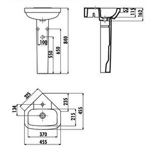 Vitroya 45x45 Cm Köşe Lavabo Vt145.00