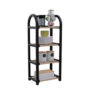 Stickwood 4 Katlı 1.sınıf Süper Kalite Mini Siyah Ayakkabılık & Banyo Mutfak Düzenleyici & Raf Ünitesi