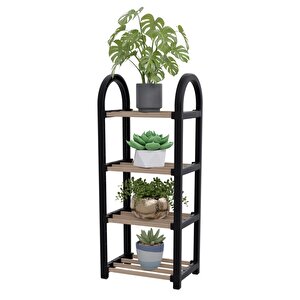 Stickwood 4 Katlı 1.sınıf Süper Kalite Mini Siyah Ayakkabılık & Banyo Mutfak Düzenleyici & Raf Ünitesi