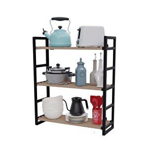 Stickwood 3 Katlı Süper Kalite Siyah Ahşap Kitaplık & Ayakkabılık, Banyo, Mutfak, Oyuncak Dolabı