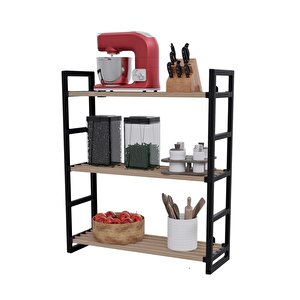Stickwood 3 Katlı Süper Kalite Siyah Ahşap Kitaplık & Ayakkabılık, Banyo, Mutfak, Oyuncak Dolabı