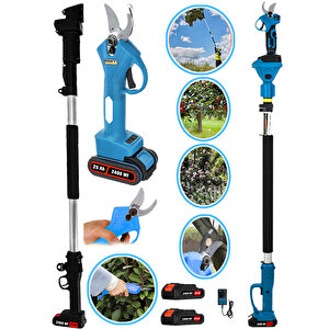 Bağ Budama Dal Kesme Makası  2 Akülü  2400 Vf 20 Ah Blue Series 2.7 Mt Teleskop Hediyeli