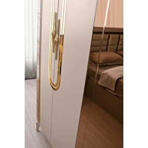 Porto Gardirop-mdf-kum Beji̇-240x60x220cm-6 Kapak-aynali Kapak-ücretsi̇z Nakli̇ye Ve Montaj