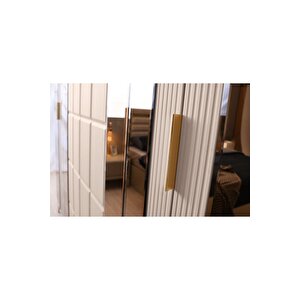 Helsi̇nki̇ Gardirop-mdf-kum Beji̇-240x60x220cm-6 Kapak-aynali Kapak-ücretsi̇z Nakli̇ye Ve Montaj