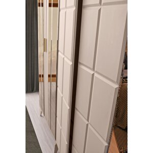 Helsi̇nki̇ Gardirop-mdf-kum Beji̇-240x60x220cm-6 Kapak-aynali Kapak-ücretsi̇z Nakli̇ye Ve Montaj