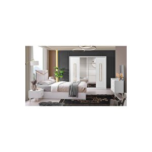 Palermo Gardirop-beyaz-207x60x215cm-sürgülü Aynali Kapak-ücretsi̇z Nakli̇ye Ve Montaj
