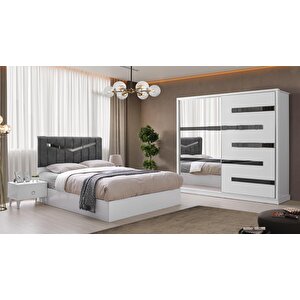 Barselona Gardirop-beyaz-207x60x215cm-sürgülü Aynali Kapak-ücretsi̇z Nakli̇ye Ve Montaj