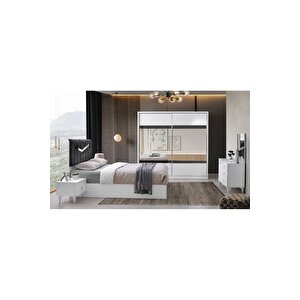 Malaga Yatak Odasi-beyaz-sürgülü Ve Aynali-bazasiz Traversli̇-ücretsi̇z Nakli̇ye Ve Montaj