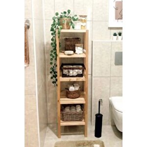 Ahşap 5 Raflı Açık Banyo Dolabı Banyo Düzenleyici Raf Mob111