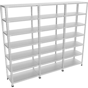 ®7 Katlı  3 Lü Bitişik Çelik Raf Galvaniz Raf Arşiv Rafı Depo Rafı  Kiler Rafı 59x93x250 Dx51 Kalite 59x93x250 cm