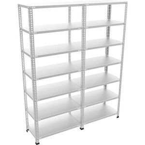 ®7 Katlı  2 Li Bitişik Çelik Raf Galvaniz Raf Arşiv Rafı Depo Rafı  Kiler Rafı 31x75x250 Dx51 Kalite 31x75x250 cm