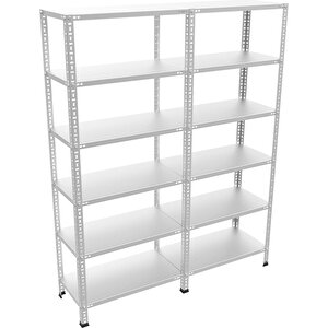 ®6 Katlı  2 Li Bitişik Çelik Raf Galvaniz Raf Arşiv Rafı Depo Rafı  Kiler Rafı 43x75x200 Dx51 Kalite 43x75x200 cm