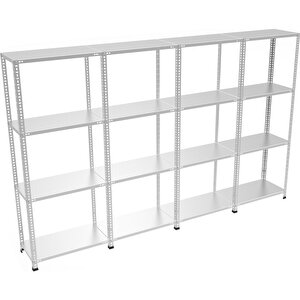 ®4 Katlı  4 Lü Bitişik Çelik Raf Galvaniz Raf Arşiv Rafı Depo Rafı  Kiler Rafı 31x60x200 Dx51 Kalite 31x60x200 cm