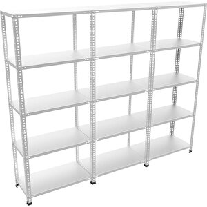 ®5 Katlı  3 Lü Bitişik Çelik Raf Galvaniz Raf Arşiv Rafı Depo Rafı  Kiler Rafı 59x75x250 Dx51 Kalite 59x75x250 cm