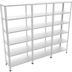 ®6 Katlı  3 Lü Bitişik Çelik Raf Galvaniz Raf Arşiv Rafı Depo Rafı  Kiler Rafı 59x93x250 Dx51 Kalite 59x93x250 cm