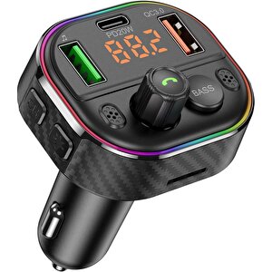 Cosmostech Car T86m Araç Fm Transmitter 5.0 Bluetooth Araç Kiti Hızlı 20w Şarj Qc3.0 Çift Usb Mp3 Sd Kart Çakmaklık Girişli oto mü