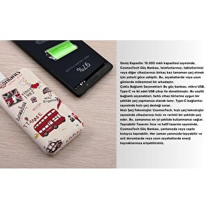 Cosmostech 10.000 Mah Powerbank Özel Resim England Temalı, Taşınabilir güç bankası