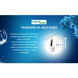 Waterpulse Kablosuz Pro V580 Water Flosser 320ml Taşınabilir Diş/protez Bakım Ve Ağız Duşu Beyaz