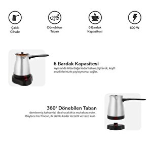 Çelik Cezve Maxi Crw-7104 600w 6 Fincan Kapasiteli