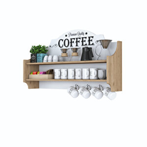 Rani Je137 Kahve Köşesi Çok Amaçlı Dolap Mutfak Rafı Sepet Ceviz - Beyaz