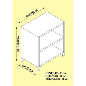 Kenzlife Kitaplık Beril 068x040x020 Beyaz Tekerlekli Mutfak Dolabı Banyo Ofis Ayakkabılık Kiler