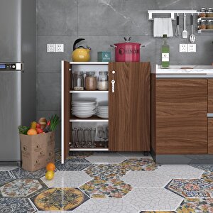2 Kapılı Dolap Çilem 088*070*032 Cvz Kilitli Tekerlekli Banyo Mutfak Ofis Kitaplık Ayakkabılık Kiler