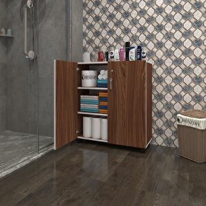 Kenzlife 2 Kapılı Dolap Çilem 088*070*032 Cvz Kilitli Tekerlekli Banyo Mutfak Ofis Kitaplık Ayakkabılık Kiler