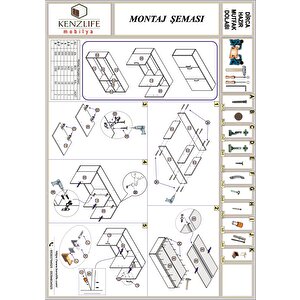 Kenzlife Hazır Mutfak Dirca32 Cvz 060*120*32 Mutfak Banyo Dolabı Kapaklı Raflı