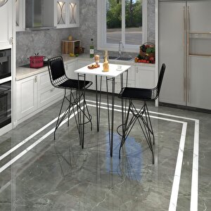 Knsz Masa Sandalye Takımı Hem105zengin Beyazsyh 070x070 2 Sandalye Syhsyh Sırt Minderli